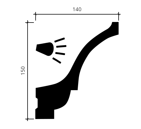 Карниз гибкий Европласт 1.50.221 Пенополиуретан 2000*150*143 мм