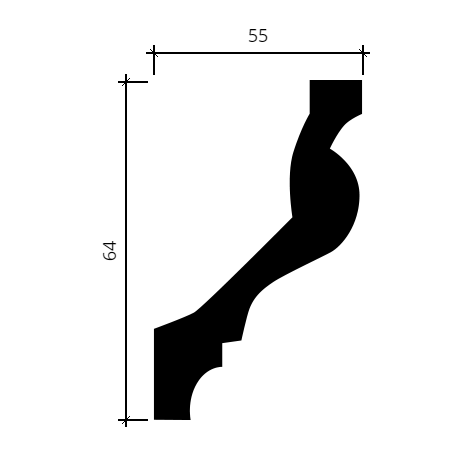 Карниз гибкий Европласт 1.50.100 Пенополиуретан 2000*64*55 мм