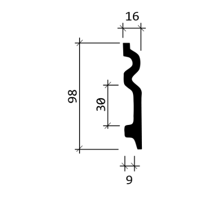 Плинтус Европласт 1.53.109 Пенополиуретан 2000*98*16 мм