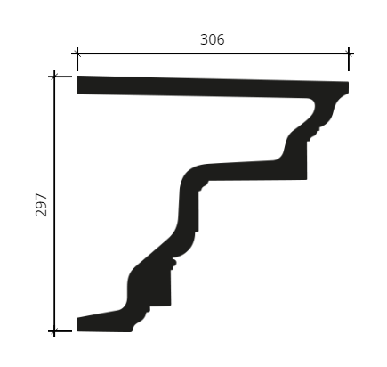 Карниз Европласт 4.01.302 Пенополиуретан 2000*296*305 мм