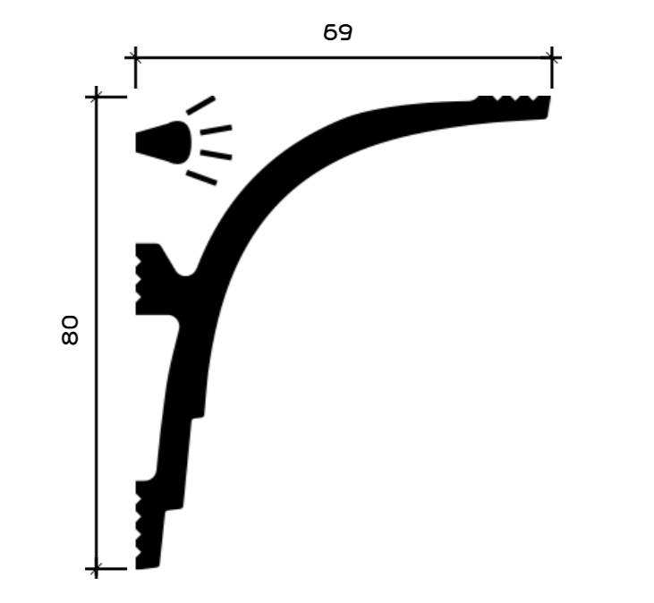 Карниз Европласт 6.50.414 Пенополистирол 2000*80*69 мм