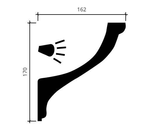 Карниз гибкий Европласт 1.50.222 Пенополиуретан 2000*166*164 мм