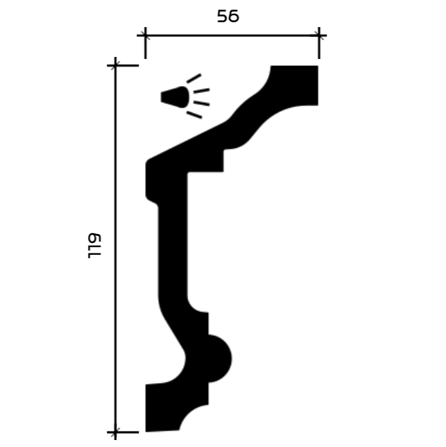 Карниз гибкий Европласт 1.50.177 Пенополиуретан 2000*119*56 мм
