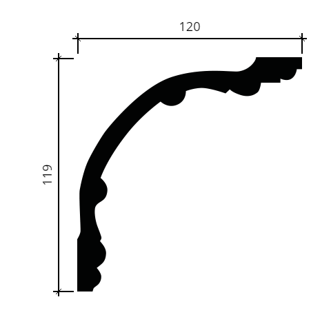 Карниз гибкий Европласт 1.50.168 Пенополиуретан 2000*119*120 мм