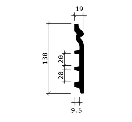Плинтус гибкий Европласт 1.53.110 Пенополиуретан 2000*138*18,5 мм