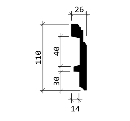 Плинтус гибкий Европласт 1.53.101 Пенополиуретан 2000*110*27 мм