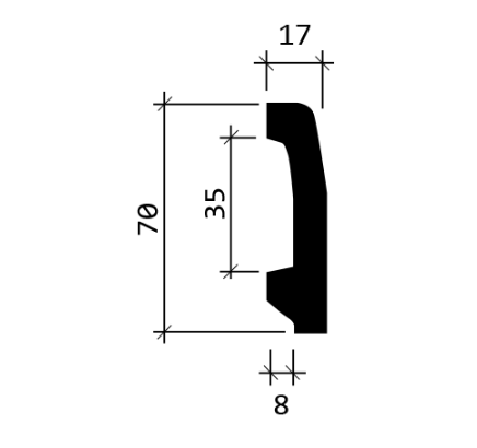 Плинтус гибкий Европласт 1.53.106 Пенополиуретан 2000*70*17 мм