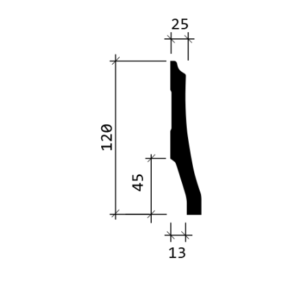 Плинтус гибкий Европласт 1.53.104 Пенополиуретан 2000*120*26 мм