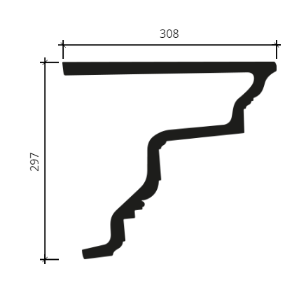 Карниз Европласт 4.01.301 Пенополиуретан 2000*296*303 мм